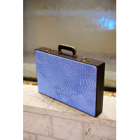 PRIMO "Blue Ostrich" Luxury Backgammon Board Set "Master" Mod. - (22 1/4", Wood, Genuine Ostrich Leather)