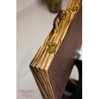 PRIMO "Zebra & Ostrich" Luxury Backgammon Board Set "Master" Mod. - (22 1/4", Zebra Wood, Genuine Ostrich Leather)