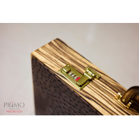 PRIMO "Zebra & Ostrich" Luxury Backgammon Board Set "Master" Mod. - (22 1/4", Zebra Wood, Genuine Ostrich Leather)
