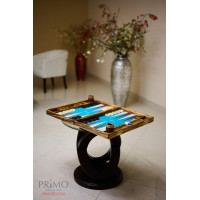 PRIMO "Zebra & Ostrich" Luxury Backgammon Board Set "Master" Mod. - (22 1/4", Zebra Wood, Genuine Ostrich Leather)