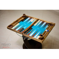 PRIMO "Zebra & Ostrich" Luxury Backgammon Board Set "Master" Mod. - (22 1/4", Zebra Wood, Genuine Ostrich Leather)