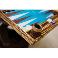 PRIMO "Zebra & Ostrich" Luxury Backgammon Board Set "Master" Mod. - (22 1/4", Zebra Wood, Genuine Ostrich Leather)