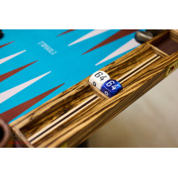 PRIMO "Zebra & Ostrich" Luxury Backgammon Board Set "Master" Mod. - (22 1/4", Zebra Wood, Genuine Ostrich Leather)