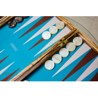 PRIMO "Zebra & Ostrich" Luxury Backgammon Board Set "Master" Mod. - (22 1/4", Zebra Wood, Genuine Ostrich Leather)