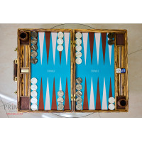 PRIMO "Zebra & Ostrich" Luxury Backgammon Board Set "Master" Mod. - (22 1/4", Zebra Wood, Genuine Ostrich Leather)