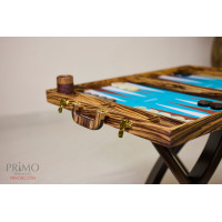 PRIMO "Zebra & Ostrich" Luxury Backgammon Board Set "Master" Mod. - (22 1/4", Zebra Wood, Genuine Ostrich Leather)