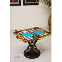 PRIMO "Zebra & Ostrich" Luxury Backgammon Board Set "Master" Mod. - (22 1/4", Zebra Wood, Genuine Ostrich Leather)