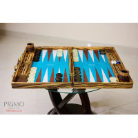 PRIMO "Zebra & Ostrich" Luxury Backgammon Board Set "Master" Mod. - (22 1/4", Zebra Wood, Genuine Ostrich Leather)