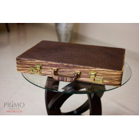 PRIMO "Zebra & Ostrich" Luxury Backgammon Board Set "Master" Mod. - (22 1/4", Zebra Wood, Genuine Ostrich Leather)
