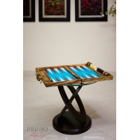 PRIMO "Zebra & Ostrich" Luxury Backgammon Board Set "Master" Mod. - (22 1/4", Zebra Wood, Genuine Ostrich Leather)