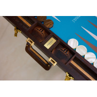 PRIMO "Texas" Luxury Backgammon Board Set "Master" Mod - (Genuine Leather Cover)