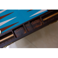 PRIMO "Texas" Luxury Backgammon Board Set "Master" Mod - (Genuine Leather Cover)