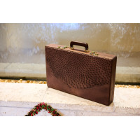 PRIMO "Walnut & Ostrich" Luxury Backgammon Board Set "Master" Mod. - (22 1/4", Walnut Wood, Genuine Ostrich Leather)