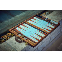 PRIMO "Croco" Luxury Backgammon Board Set "Master" Mod - (22 1/4" Croco Style Genuine Leather Cover)