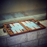 PRIMO "Croco" Luxury Backgammon Board Set "Master" Mod - (22 1/4" Croco Style Genuine Leather Cover)