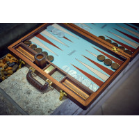 PRIMO "Croco" Luxury Backgammon Board Set "Master" Mod - (22 1/4" Croco Style Genuine Leather Cover)