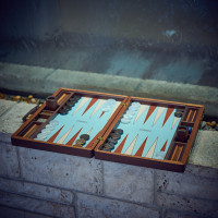 PRIMO "Croco" Luxury Backgammon Board Set "Master" Mod - (22 1/4" Croco Style Genuine Leather Cover)