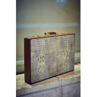 PRIMO "Croco" Luxury Backgammon Board Set "Master" Mod - (22 1/4" Croco Style Genuine Leather Cover)