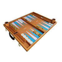 PRIMO Luxury Backgammon Board Set "Patriot" Mod. - (22 3/4", Mahogany Wood, Brown Cover)