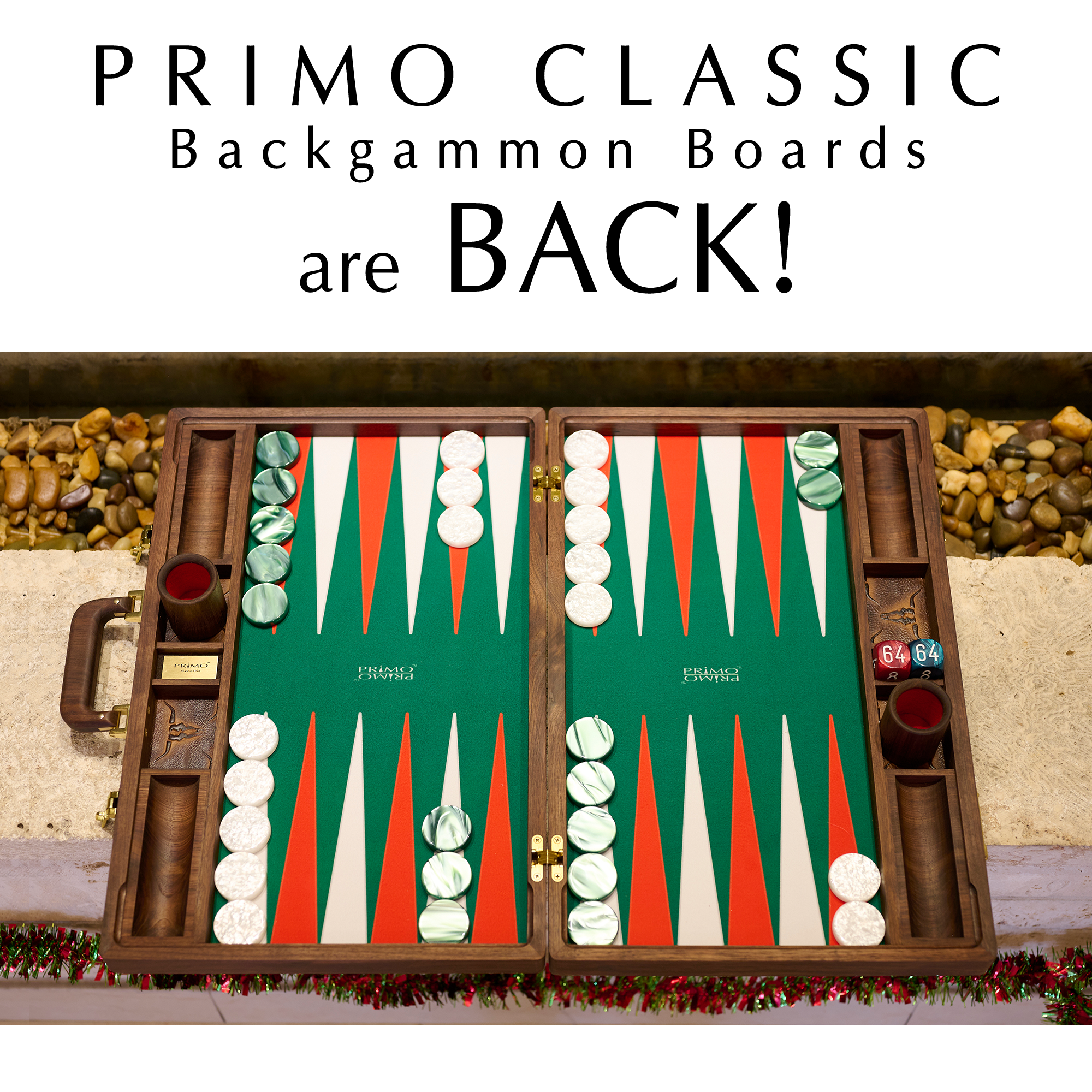 PRIMO Classic Backgammon Casino White