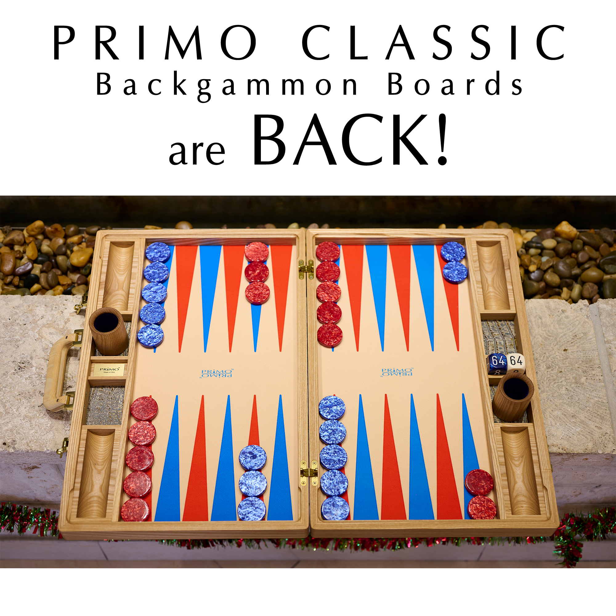 PRIMO Classic Backgammon Board Red and Blue