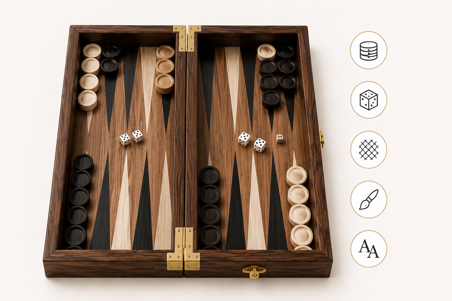 Custom luxury backgammon board preview